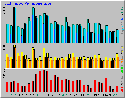 Daily usage for August 2025